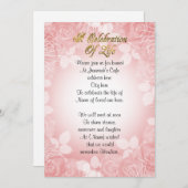 Fête de la vie Invitation rose floral (Devant / Derrière)