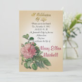 Fête de la vie Invitation rose vintage (Debout devant)