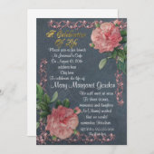 Fête de la vie Invitation roses vintages (Devant / Derrière)