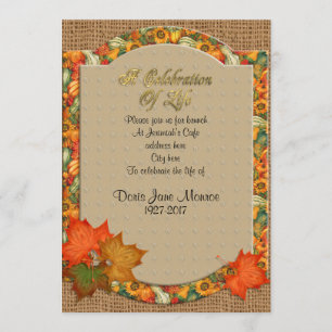 Fête de la vie Invitation Thème d'automne