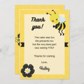 Fête de l'abeille Carte de remerciements d'anniver (Devant / Derrière)