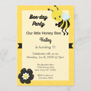 Fête de l'abeille Invitation d'anniversaire