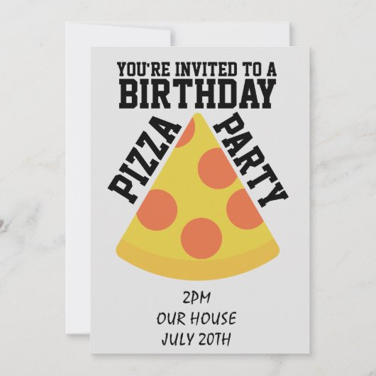 FÊTE DE L'ANNIVERSAIRE DE PIZZA ! INVITATIONS (Devant)