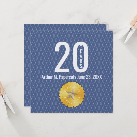 Fête de l'employé 20 ans carte cadeau (Devant/Arrière en situation)