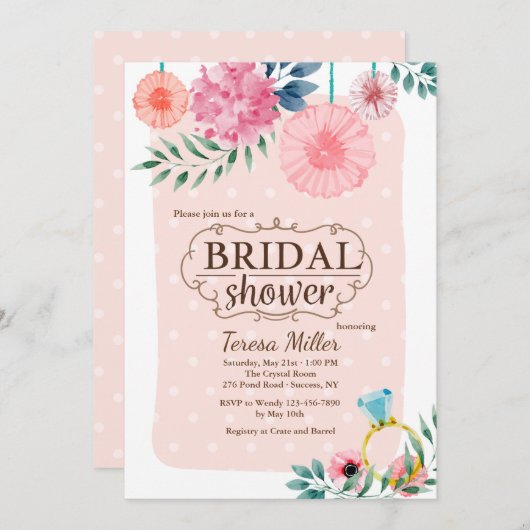 Fête de l'mariée Floral Invitation (Devant / Derrière)