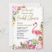 Fête de l'mariée Invitation Flamant rose rose Flor (Devant)