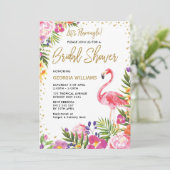 Fête de l'mariée Invitation Flamant rose rose Flor (Debout devant)