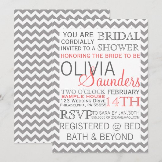 Fête de l'mariée Invitation moderne (Devant / Derrière)