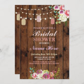 Fête de l'mariée Jars Invitation Rustic Wood Flora (Devant / Derrière)