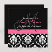 Fête de l'mariée Monogramme Invitations de Damas (Devant / Derrière)