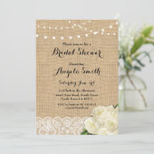 Fête de l'mariée Rose Burlap Lace Invitation (Debout devant)