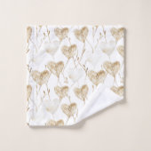 Fête de Mariage Bohème Marron Crème Coeurs (Gant de toilette)