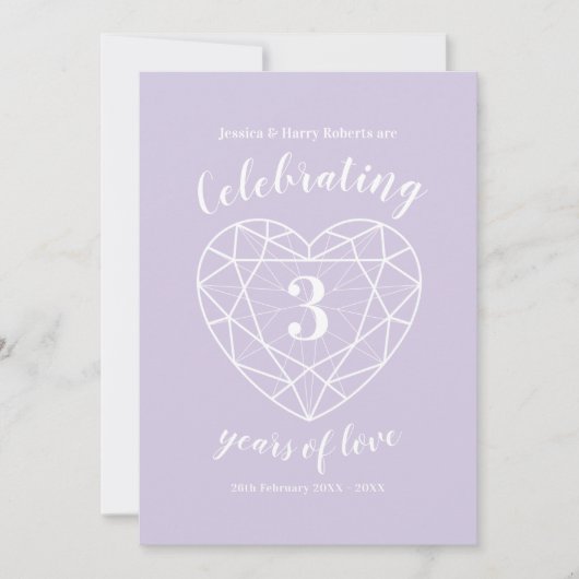 Fête de mariage de cristal 3 ans invitations (Devant)