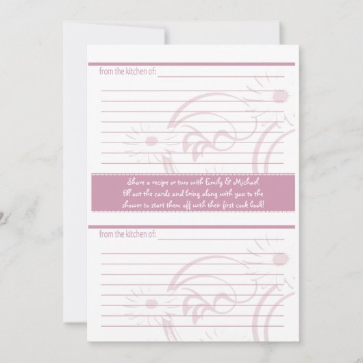 Fête de mariage et cartes de recettes Rose (Devant)