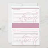 Fête de mariage et cartes de recettes Rose (Dos)