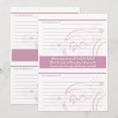 Fête de mariage et cartes de recettes Rose (Devant / Derrière)