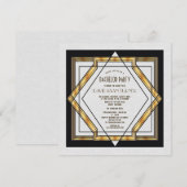 Fête de mariage Great Gatsby Or Blanc Invitation A (Devant / Derrière)