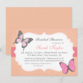 Fête de mariage, Invitation Papillons Roses (Devant / Derrière)