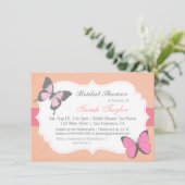 Fête de mariage, Invitation Papillons Roses (Debout devant)