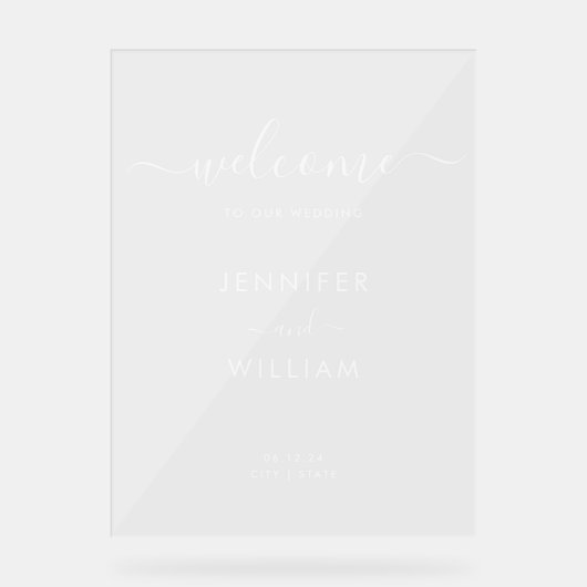 Fête de mariage moderne Script Welcome Blanc (Recto)