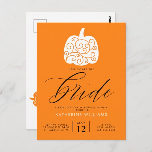 FETE DE MARIEE | Carte postale Citrouille d'automn (Devant / Derrière)