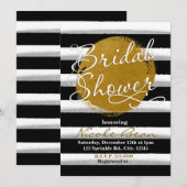 FÊTE DE MARIÉE Invitation aquarelle noire et or (Devant / Derrière)