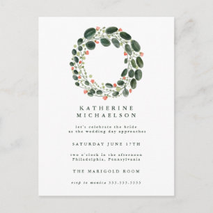 FETE DE MARIEES Invitation Couronne Aquarelle