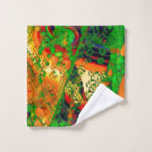 Fête de masques ou carnaval de peintures, orange e (Gant de toilette)