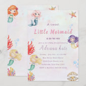 Fête de naissance de sirène sous l'eau Invitation  (Devant / Derrière)