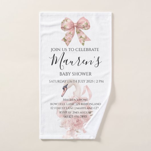 Fête de naissance fille à ruban rose (Serviette à main)