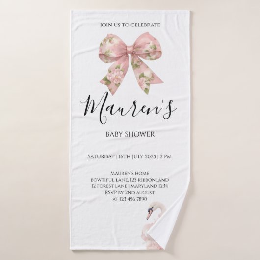 Fête de naissance fille à ruban rose  (Serviette de bain)