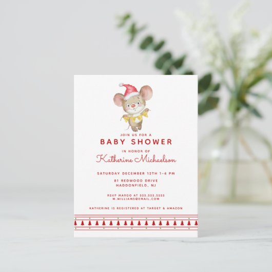 FÊTE DE NAISSANCE | Invitation Souris Joyeux Noël (Debout devant)