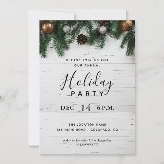 Fête de Noël annuelle Invitation rustique (Devant)