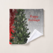 Fête de Noël Arbre vert Rouge Argent Flèches (Gant de toilette)