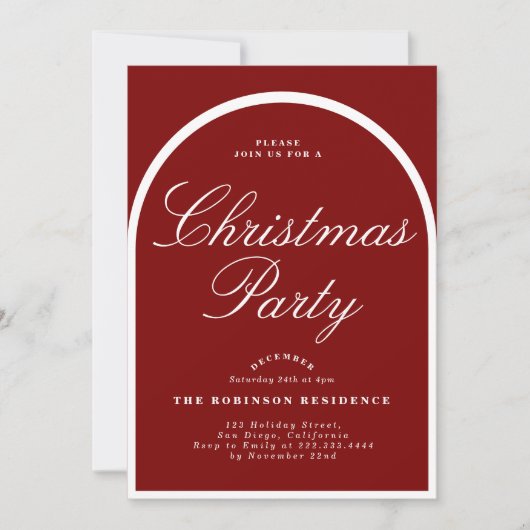 Fête de Noël Arc moderne Red Invitation (Devant)
