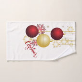 Fête de Noël blanche, or et rouge (Serviette à main)