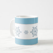 Fête de Noël Bleu Stripe Flocon de neige Mug (Devant gauche)