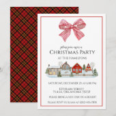 Fête de Noël Cabine confortable & Bow Invitation (Devant / Derrière)