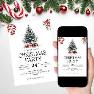 Fête de Noël de l'arbre moderne Invitation