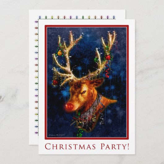 Fête de Noël de Reindeer Temp Invitation personnal (Devant / Derrière)