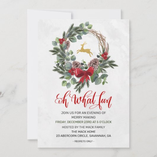 Fête de Noël de Wreath Invitation (Devant)