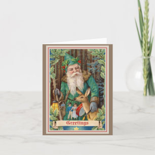 Fête de Noël du père de bois Carte de vacances pli