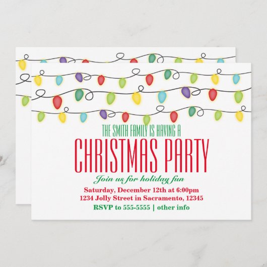 Fête de Noël Festive Invitations (Devant / Derrière)