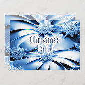 Fête de Noël Floral Bleu Invitation (Devant / Derrière)