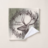 Fête de Noël Floral Reindeer Golden Winter (Gant de toilette)