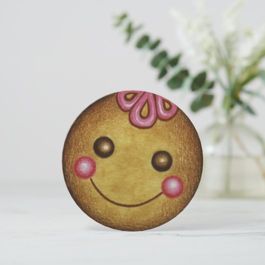 Fête de Noël Gingerbread Cookie Invitations (Debout devant)