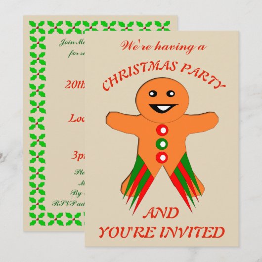 Fête de Noël Gingerbread Homme Invitations personn (Devant / Derrière)