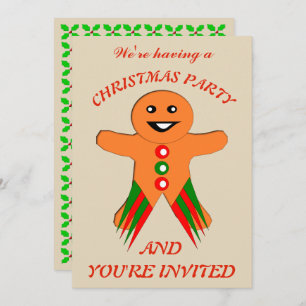 Fête de Noël Gingerbread Homme Invitations personn