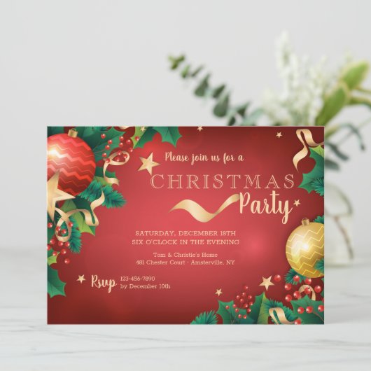 Fête de Noël Glow Invitation (Debout devant)