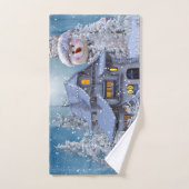 Fête de Noël Hiver Blanc Snowman Bleu Russe (Serviette à main)